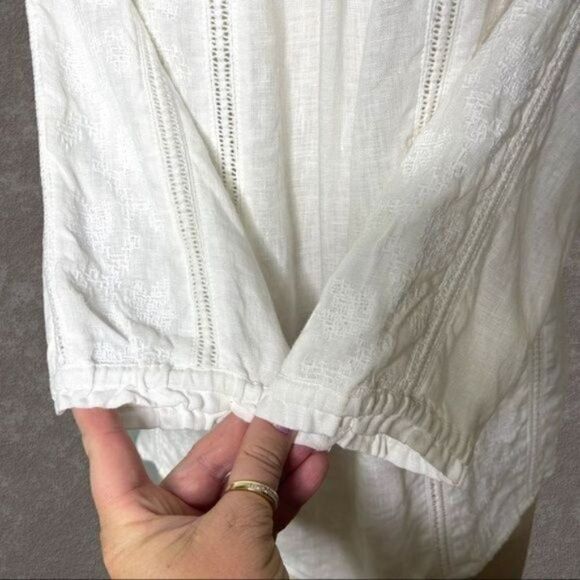 J. Jill Love Linen White Embroidered Peasant Top XS - Picture 6 of 11